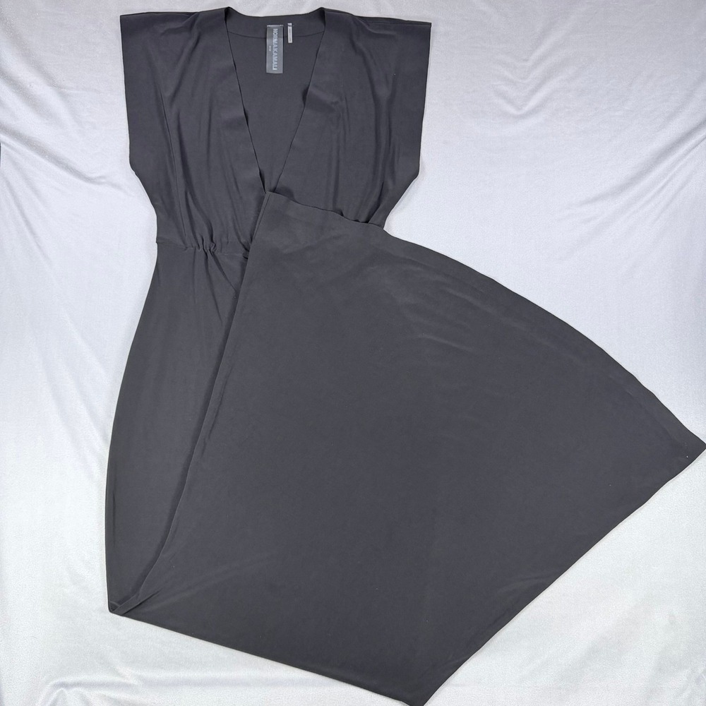 Norma Kamali V Neck Rectangle Gown Womens M Black Maxi Dress Formal Evening Wear - Picture 9 of 13